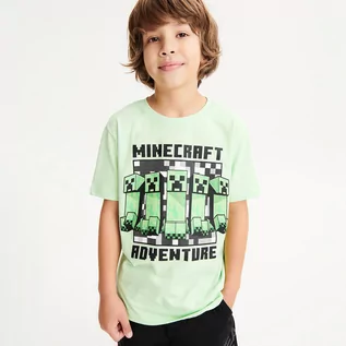Koszulki dla chłopców - Reserved - T-shirt oversize Minecraft - Zielony - grafika 1