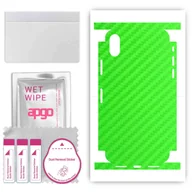 Szkła hartowane na telefon - Folia naklejka skórka strukturalna na TYŁ+BOKI do Apple iPhone X -  Carbon Zielony - apgo SKINS - miniaturka - grafika 1