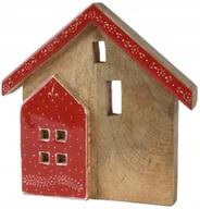 Ozdoby bożonarodzeniowe - Figurka świąteczna drewniany domek 22cm Czerwony dach - miniaturka - grafika 1