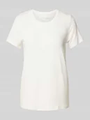 Koszulki i topy damskie - T-shirt z prążkowanym okrągłym dekoltem - miniaturka - grafika 1