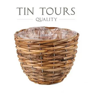 OKRĄGŁY KOSZ RATTANOWY Z FOLIĄ 24x24x19h cm - Donice - miniaturka - grafika 1