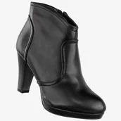 Botki damskie - Botki Damskie Ekoskóra Buty Na Słupku Ocieplane Zimowe Czarne Sergio Leone 66197 Czarny 38 - miniaturka - grafika 1