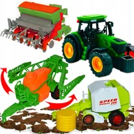 Samochody i pojazdy dla dzieci - Zestaw Farmerski 3w1 Kombajn Traktor John Deere +siewnik, Prasa Opryskiwacz - miniaturka - grafika 1