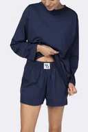 Piżamy damskie - Granatowa Piżama z szortami LEKREZI - Tono - miniaturka - grafika 1