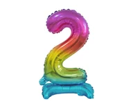 Balony i akcesoria - Godan Balon foliowy stojący cyfra 2 tęczowa - 38 cm BC-ATT2 - miniaturka - grafika 1