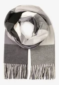 Apaszki i szaliki damskie - Szary Szalik w Kratę z Bawełny i Wiskozy Loriena - miniaturka - grafika 1