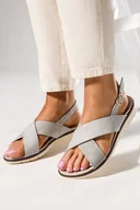 Sandały damskie - Szare sandały damskie mieniące się paski na krzyż Casu K24X16-G-37 - miniaturka - grafika 1