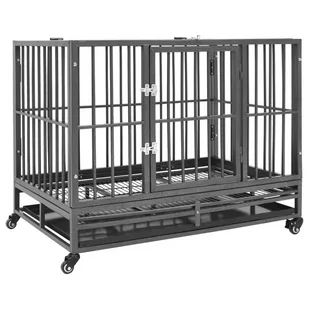 shumee shumee Klatka dla psa z kółkami stalowa 92x62x76 cm - Sprzęt podróżny i transportery dla psów - miniaturka - grafika 1