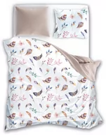 Pościel - Faro Pościel bawełniana 160x200 Pure 05 piórka liście biała beżowa kolorowa - miniaturka - grafika 1