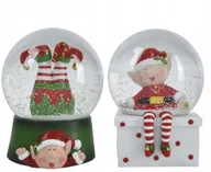 Ozdoby bożonarodzeniowe - Figurka świąteczna kula śnieżna tworzywo sztuczne elf 10,5x13,5 cm 1szt - miniaturka - grafika 1