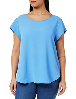 Koszulki i topy damskie - ONLY Women Unicolored Short Sleeve Blouse | Basic Round Neckline | Blouses T-Shirt Top ONLVIC, Colours:Blue, Size:36 - grafika 1