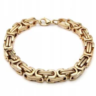 Bransolety męskie - ZŁOTA BRANSOLETKA MĘSKA SPLOT BIZANTYJSKI KRÓLEWSKI 8 MM STAL SZLACHETNA - miniaturka - grafika 1