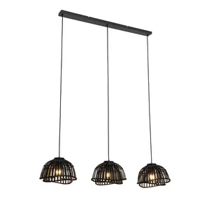 QAZQA Orientalna lampa wisząca czarna bambusowa 3-punktowa - Pua - Lampy sufitowe - miniaturka - grafika 1