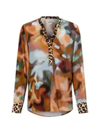 Bluzki damskie - Emily van den Bergh Bluzka damska Kobiety wiskoza brązowy|wielokolorowy wzorzysty, 36 - miniaturka - grafika 1