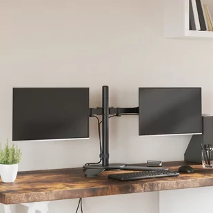 vidaXL Stojak na dwa monitory, czarny, stalowy, VESA 75/100 mm - Uchwyty do projektorów - miniaturka - grafika 1