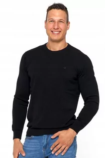 Swetry męskie - Sweter Męski Elegancki Klasyczny Bawełniany 100% Czarny Modny MORAJ L - grafika 1