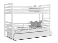 Łóżka dla dzieci i młodzieży - Łóżko piętrowe 190x80 białe JACEK 3-osoboe - miniaturka - grafika 1