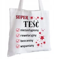 Torby i wózki na zakupy - Torba Bawełniana biała dla Teścia Na Prezent ekologiczna Trwały Nadruk - miniaturka - grafika 1