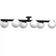 Lampy sufitowe - Czarna listwa ze złotymi dodatkami, białe kule LX 4630 z serii IDRIS - miniaturka - grafika 1