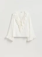 Bluzki damskie - Reserved - Bluzka z falbanami - biały - miniaturka - grafika 1