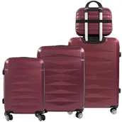 Torby podróżne - Zestaw walizek Artnico 4w1 ABS burgundowe - miniaturka - grafika 1