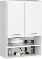 Szafki łazienkowe - Szafka wisząca łazienkowa FIN 64 cm 2 drzwi 4 półki otwarta - biała - miniaturka - grafika 1