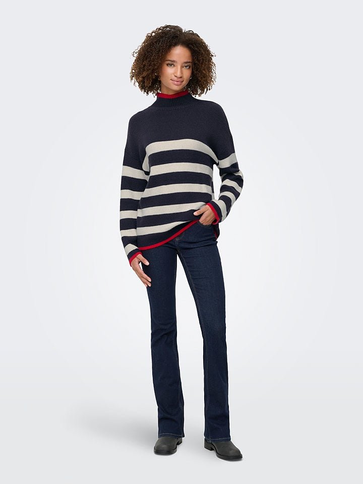ONLY Sweter w kolorze granatowo-biało-czerwonym