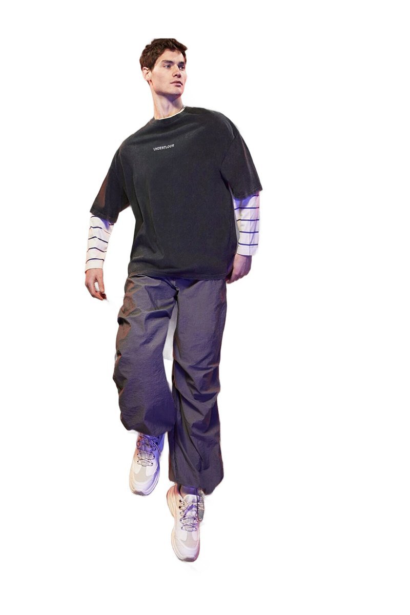 KOTON CZARNY T-SHIRT MĘSKI Z OKRĄGŁYM DEKOLTEM I NAPISEM 42 5DA
