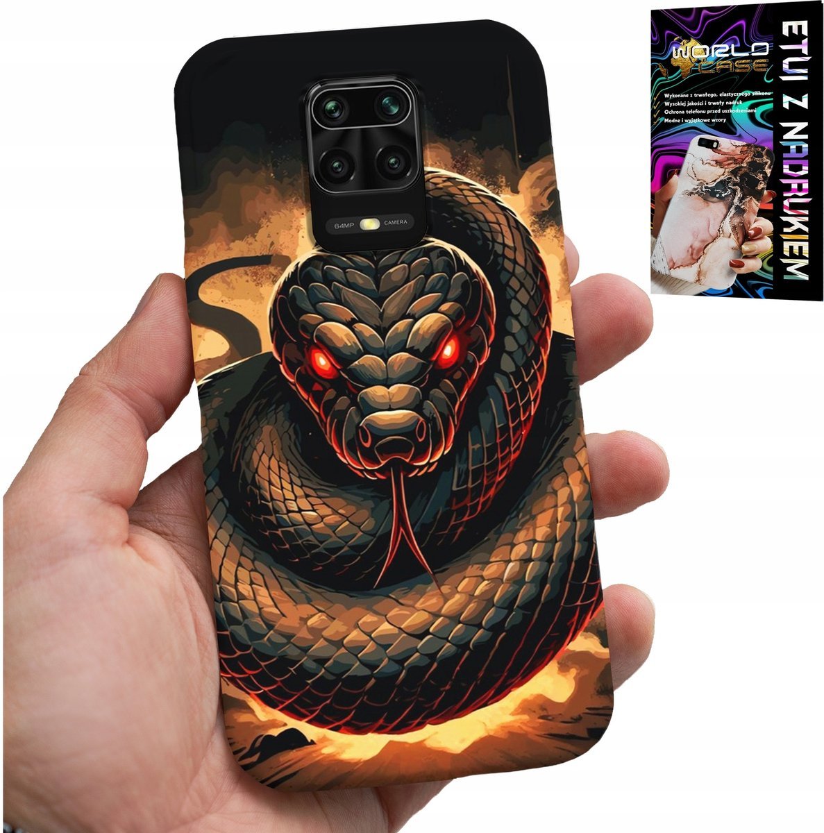 ETUI DO XIAOMI NOTE 9 PRO / 9S - WĄŻ, WĘŻE KOBRA GRZECHOTNIK CASE + FOLIA