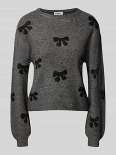 Sweter z dzianiny o kroju regular fit ze wzorem na całej powierzchni model ‘BORA’ - Swetry damskie - miniaturka - grafika 1