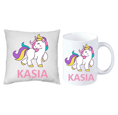 ZESTAW PREZENT PODUSZKA + KUBEK UNICORN JEDNOROŻEC