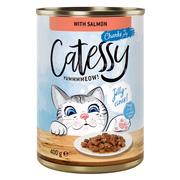 Mokra karma dla kotów - Catessy Kawałeczki w sosie i galarecie, 12 x 400 g - Z łososiem w galarecie - miniaturka - grafika 1