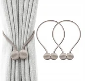 Akcesoria do wystroju okien - 2 KLAMRY DO SPINANIA ZASŁON FIRAN MAGNES UCHWYTY 2 sztuki beżowe AG701D - miniaturka - grafika 1