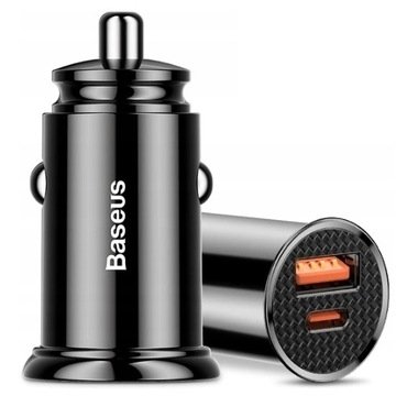 Baseus Mocna Szybka Ładowarka Samochodowa Usb Usb-c Typ-c Pd 30W Qc 3.0 5A