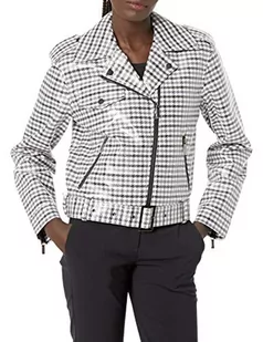 Armani Exchange Damska kurtka motocyklowa, High Rise Check, XL - Kurtki damskie - miniaturka - grafika 1