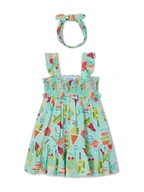 Sukienki i spódniczki dla dziewczynek - Mayoral Sukienka letnia 3939 Zielony Regular Fit - miniaturka - grafika 1