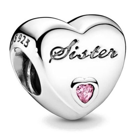 Zawieszka SREBRO 925 Charms koralik Serce Sister Siostra