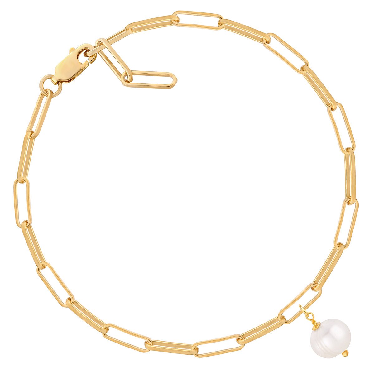Złota bransoletka - łańcuch z perłą