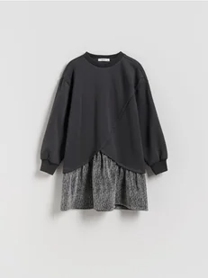 Reserved - Sukienka z łączonych materiałów - ciemnoszary - Sukienki i spódniczki dla dziewczynek - miniaturka - grafika 1