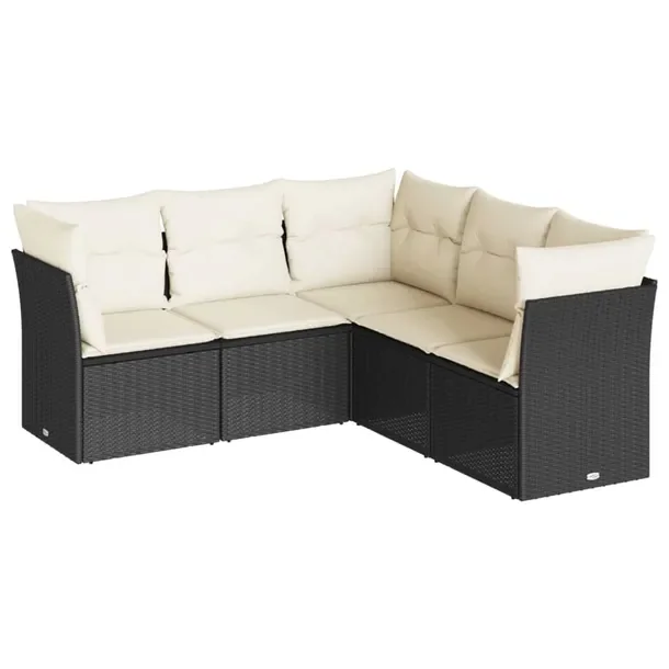 Zestaw wypoczynkowy rattan PE czarny - 179x179x69 cm