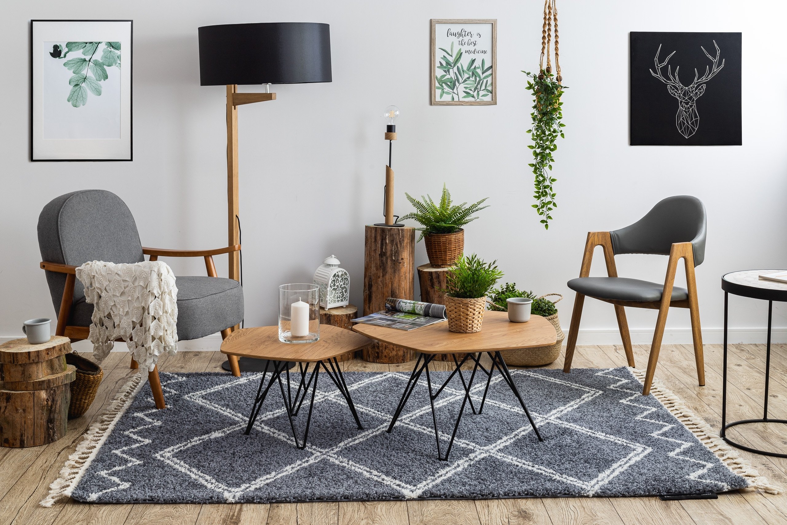 Dywan BERBER ASILA B5970 / biały Frędzle berberyjski marokański shaggy szary 120x170 cm