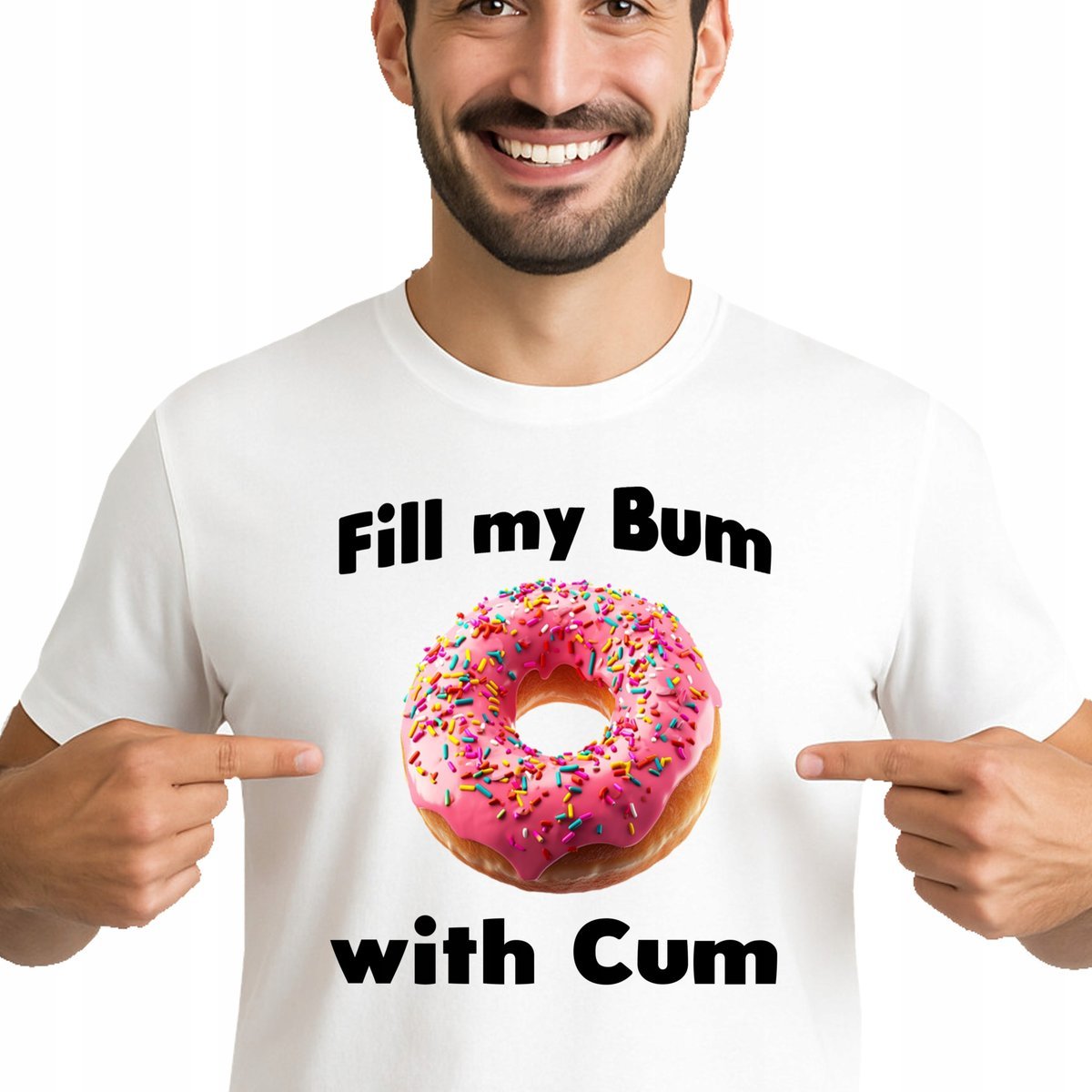 ŚMIESZNA KOSZULKA MĘSKA FILL MY BUM with Cum MEMY PREZENT BAWEŁNA S 3520