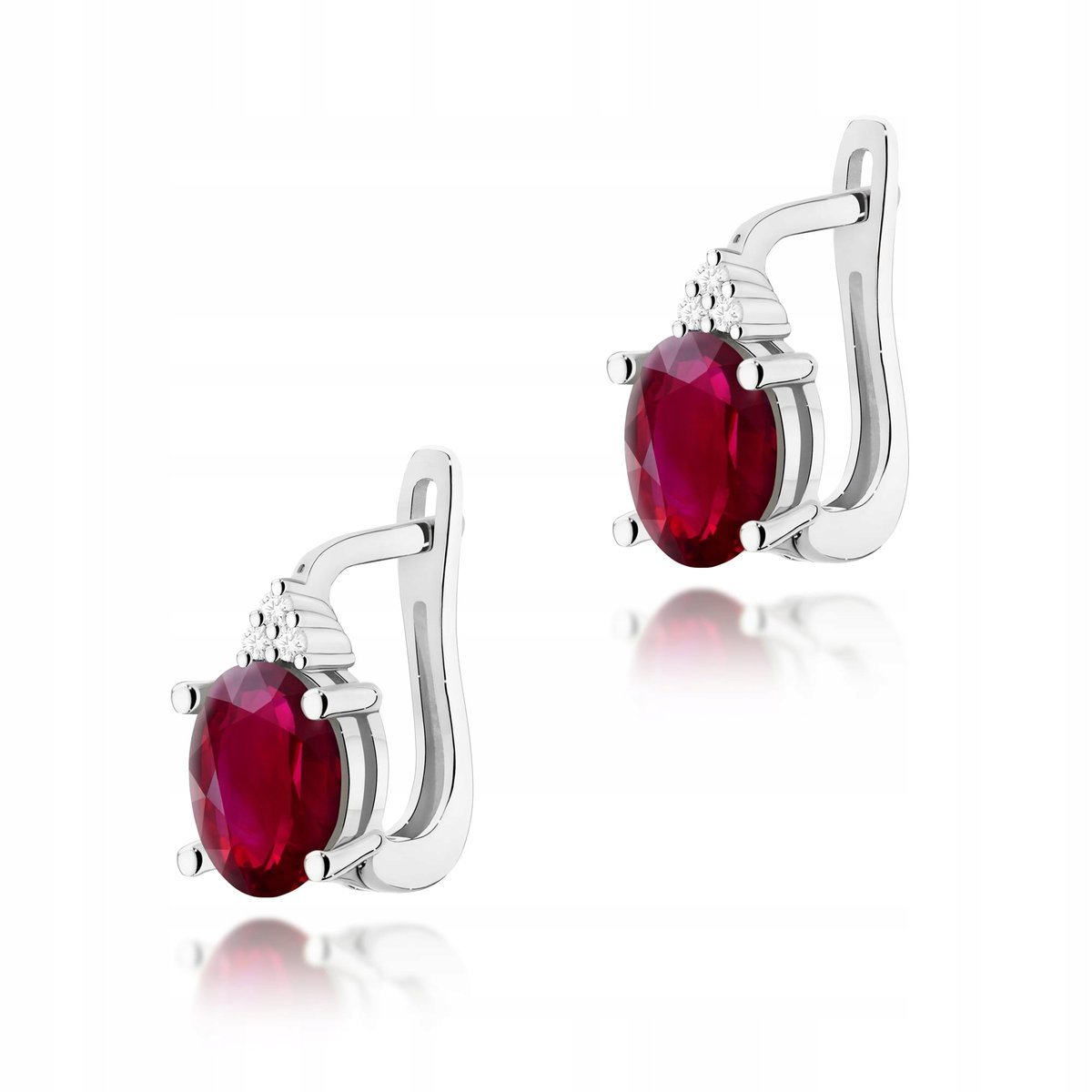 kolczyki z białego złota z rubinem 585 z diamentami 1,00ct rubin 2,2g