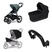 Wózki dziecięce - Wózek miejski Thule Urban Glide 4-wheel Mid blue + Bassinet Black SET 4in1 - miniaturka - grafika 1