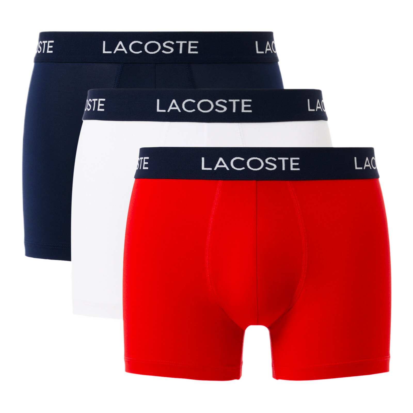 Bokserki Lacoste Microfiber Trunks 3-Pack Navy Blue/White-Red M