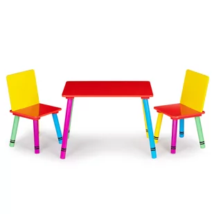 Meble dla dzieci komplet drewniany stół + 2 krzesła kolorowe - Zestawy mebli dla dzieci - miniaturka - grafika 1