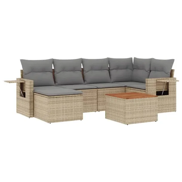 Zestaw mebli ogrodowych modułowych beżowy rattan PE 62 x 62 x 69 cm