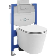 Stelaże i zestawy podtynkowe do WC - Mexen zestaw podtynkowy WC stelaż Fenix XS-U z miską WC Rico i deską wolnoopadającą, biały mat - miniaturka - grafika 1
