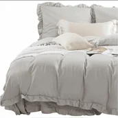 Pościel - Pościel Ruffy 140x200 srebrna z falbanką - miniaturka - grafika 1