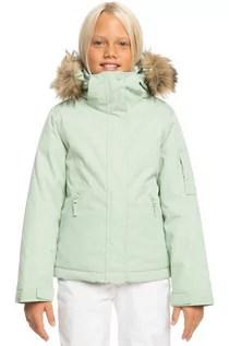 Kurtki i płaszcze dla dziewczynek - Roxy kurtka narciarska dziecięca MEADE GIRL JK SNJT kolor zielony - grafika 1